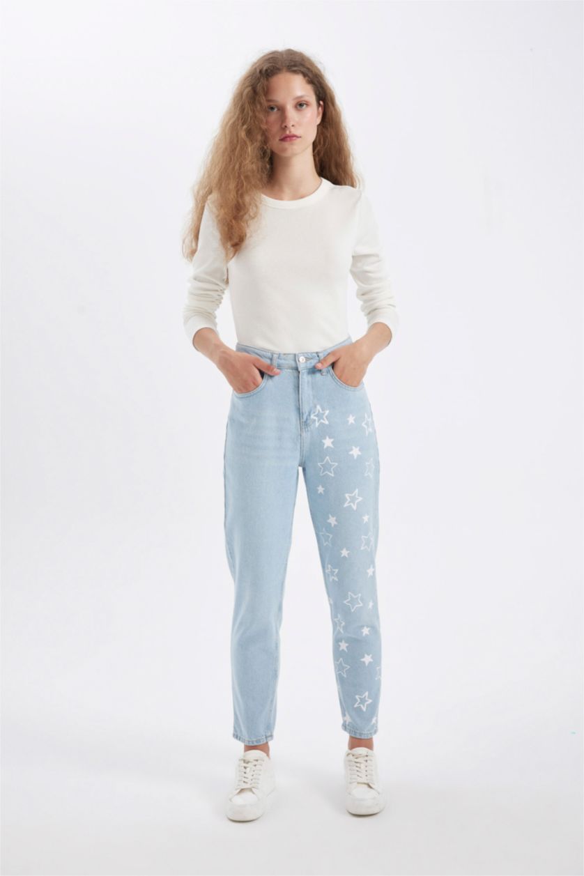 WOMAN Blue Lina Mom Fit High Waist Ankle Length Jeans