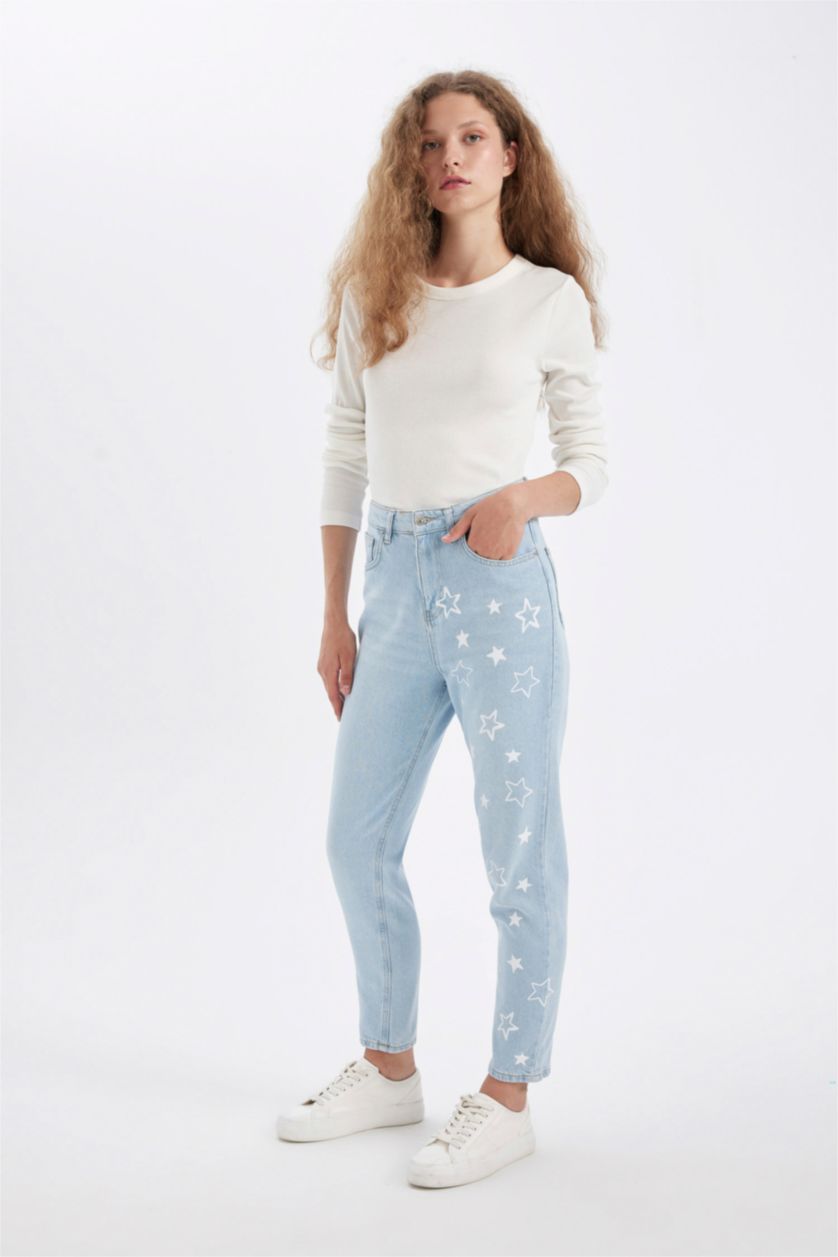 WOMAN Blue Lina Mom Fit High Waist Ankle Length Jeans