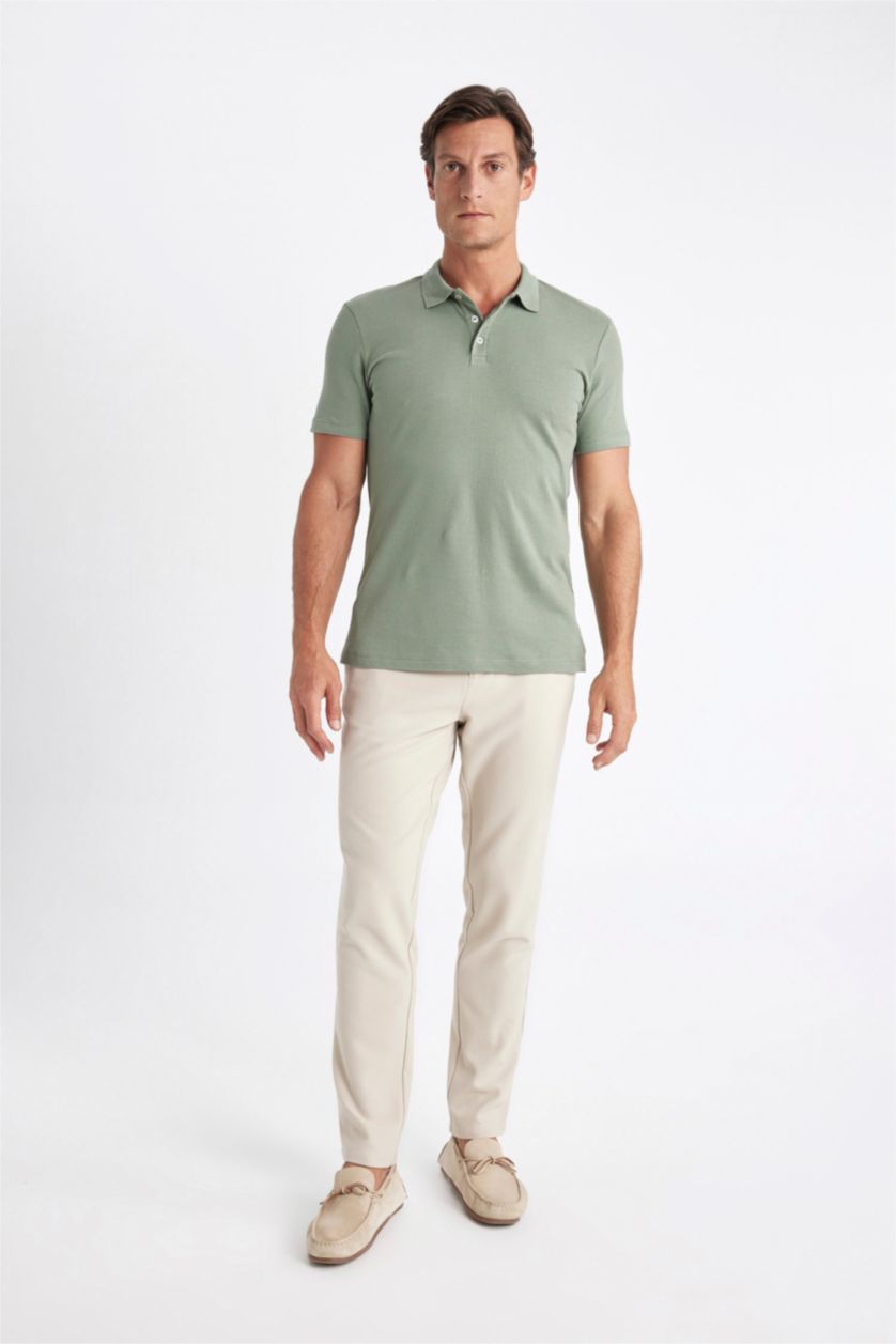 رجالي أخضر غامق تيشيرت بيزك بولو سليم فيت