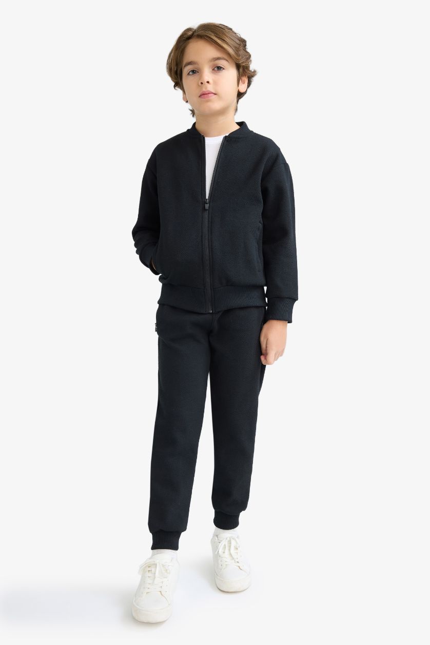 Erkek Çocuk - Genç Erkek Siyah Erkek Çocuk Siyah Beli Paçası Lastikli Cepli Jogger Okul Eşofman Altı