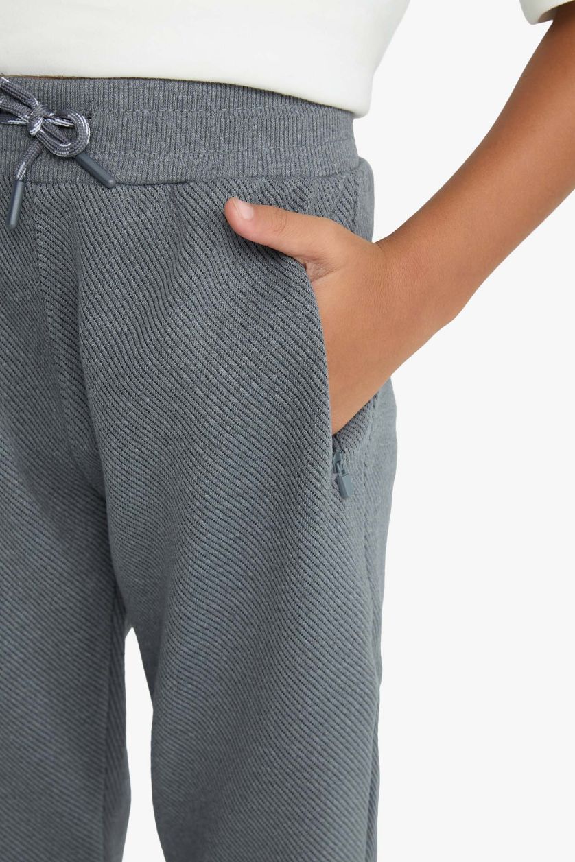 Erkek Çocuk - Genç Erkek Gri Melanj Beli Paçası Lastikli Cepli Jogger Eşofman Altı Erkek Çocuk