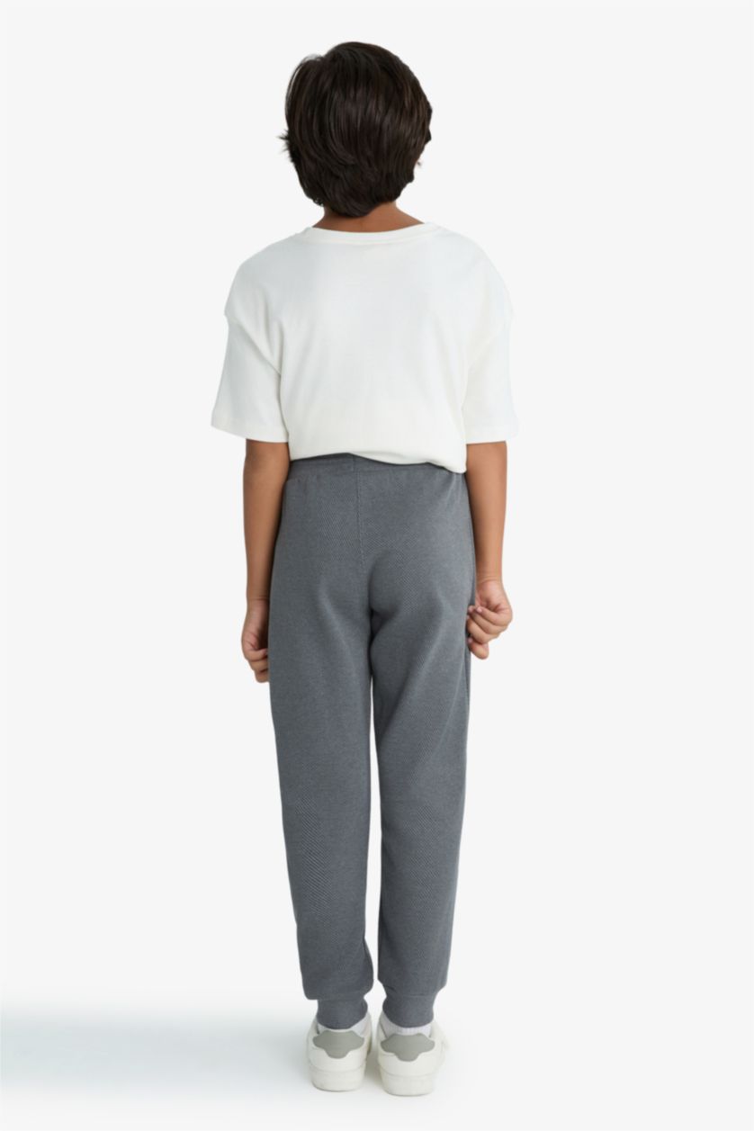 Erkek Çocuk - Genç Erkek Gri Melanj Beli Paçası Lastikli Cepli Jogger Eşofman Altı Erkek Çocuk