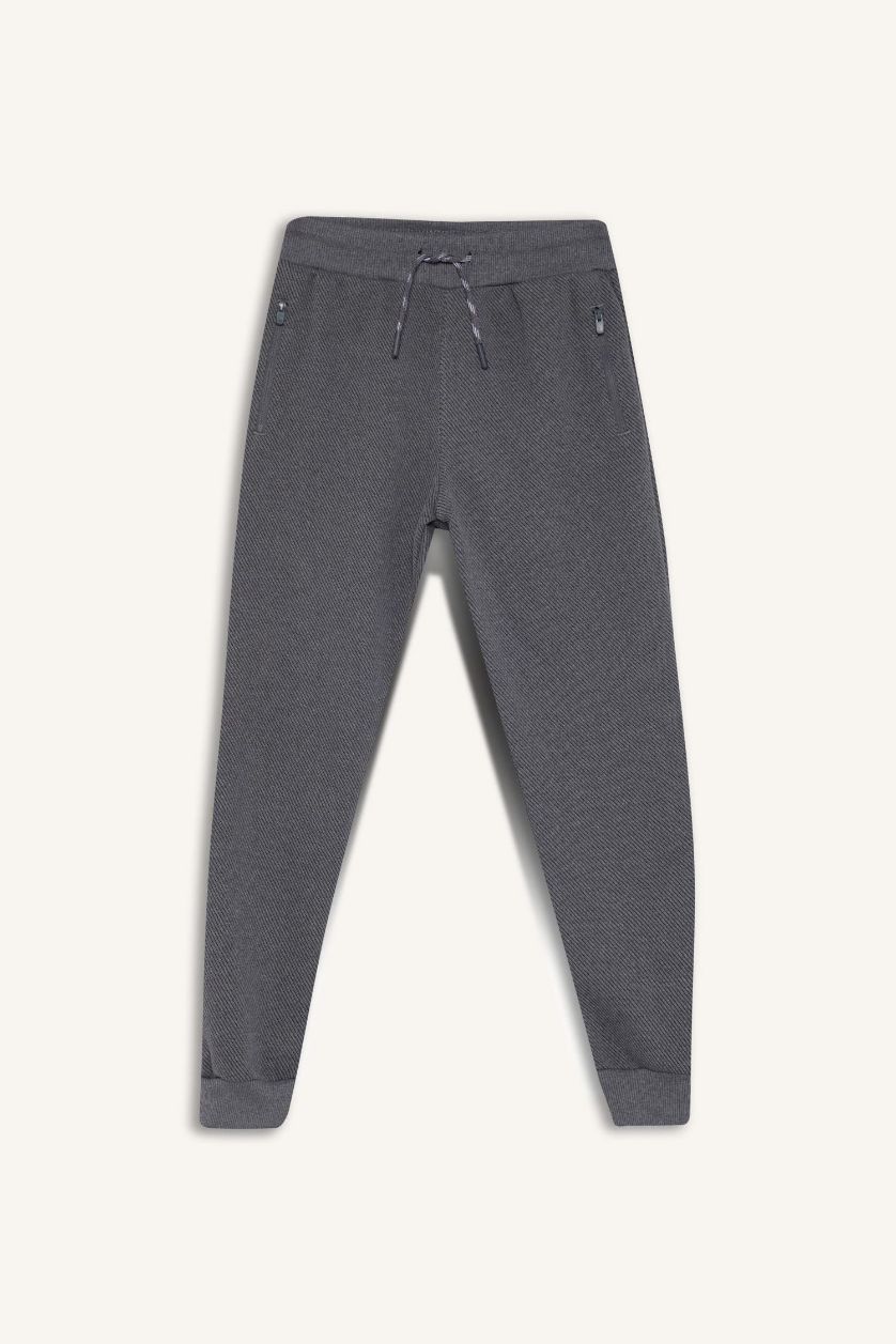 Erkek Çocuk - Genç Erkek Gri Melanj Beli Paçası Lastikli Cepli Jogger Eşofman Altı Erkek Çocuk