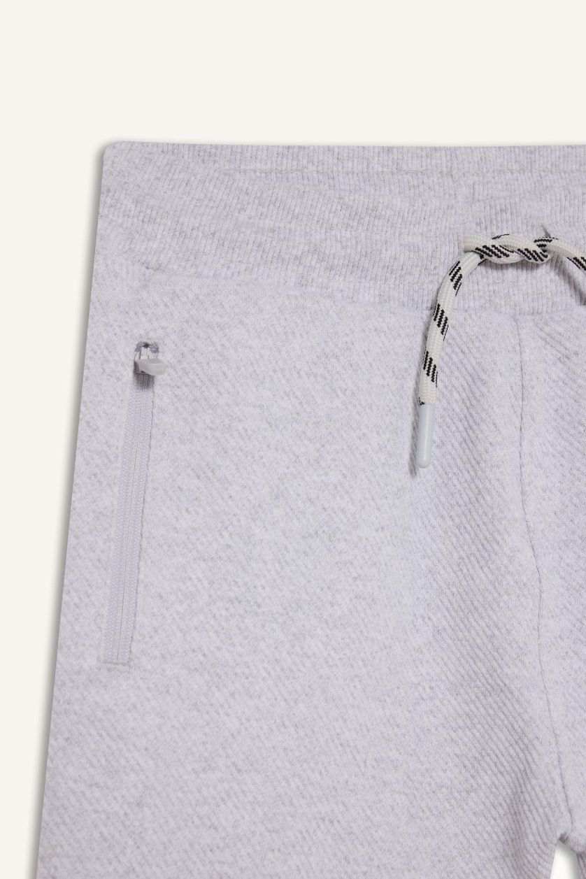 Erkek Çocuk - Genç Erkek Optik Gri Melanj Beli Paçası Lastikli Cepli Jogger Okul Eşofman Altı Erkek Çocuk