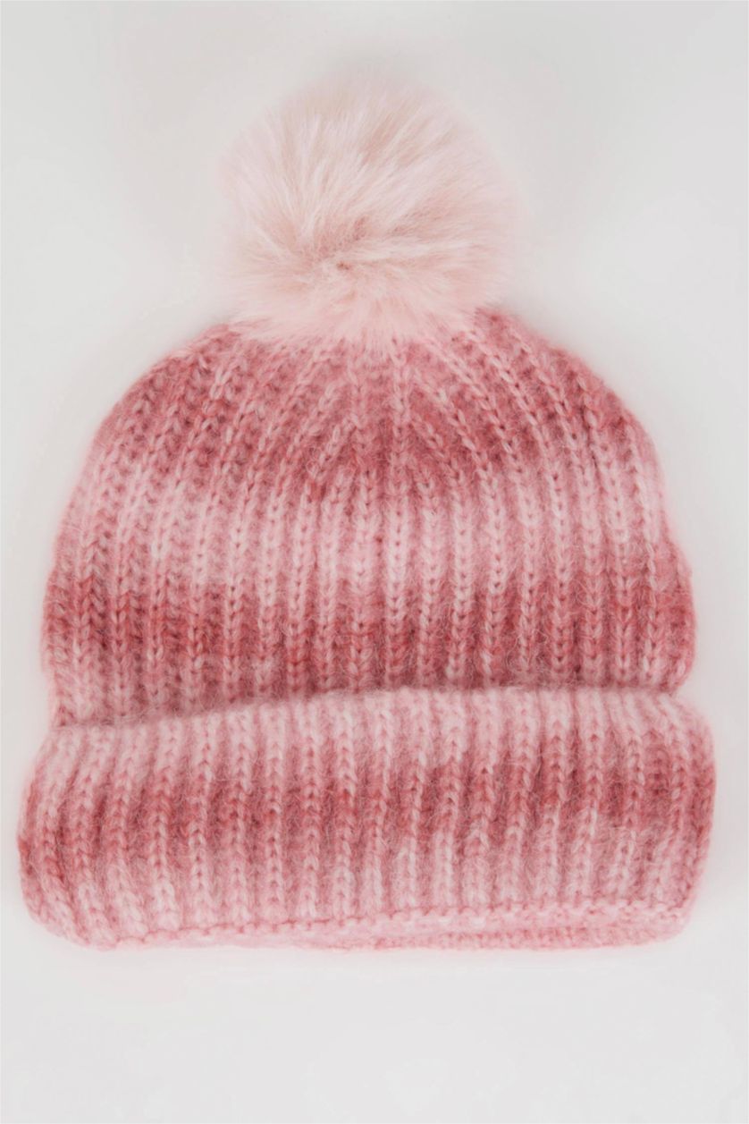 Kız Çocuk - Genç Kız Pembe Kız Çocuk Degrade Ponponlu Bere