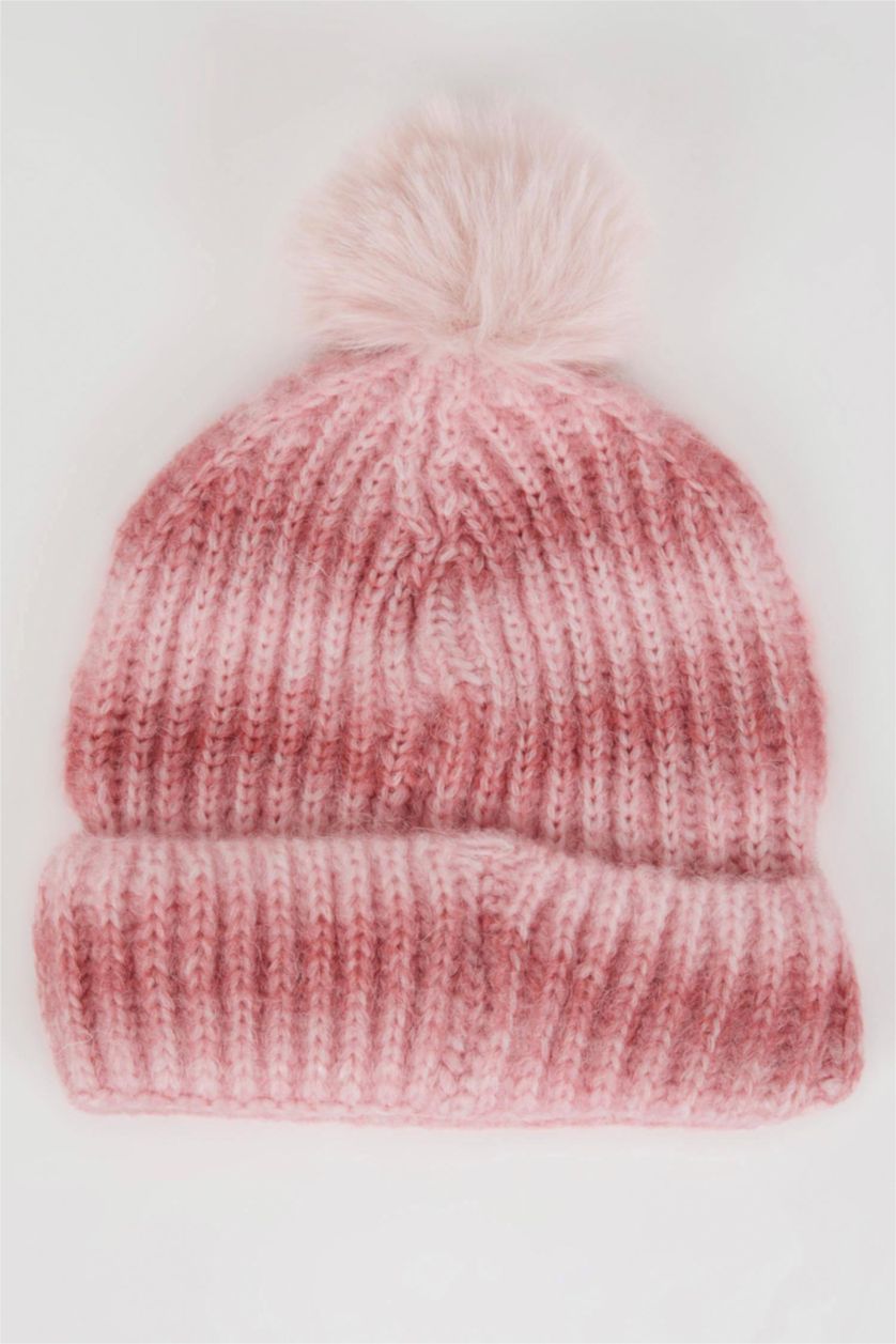 Kız Çocuk - Genç Kız Pembe Kız Çocuk Degrade Ponponlu Bere