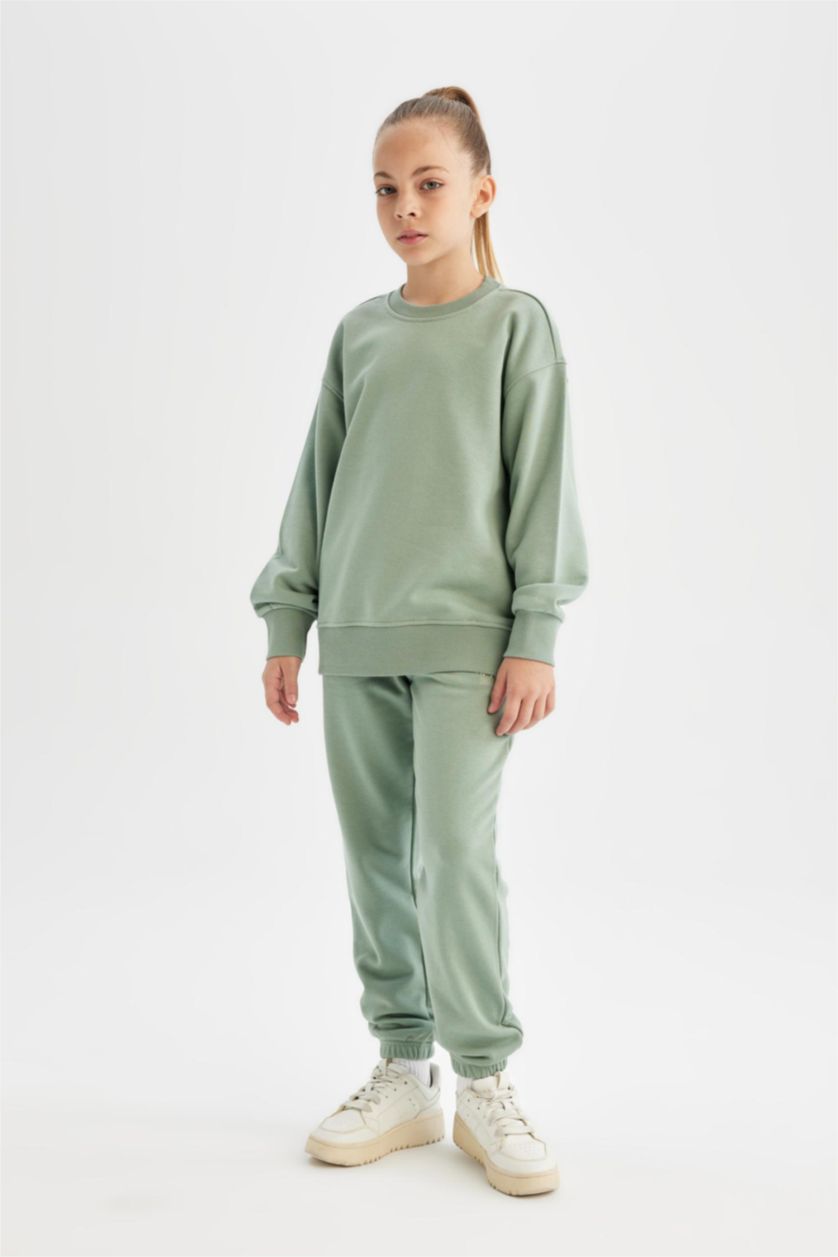 GIRLS & TEENS Light Green Girl Jogger School Sweatpants