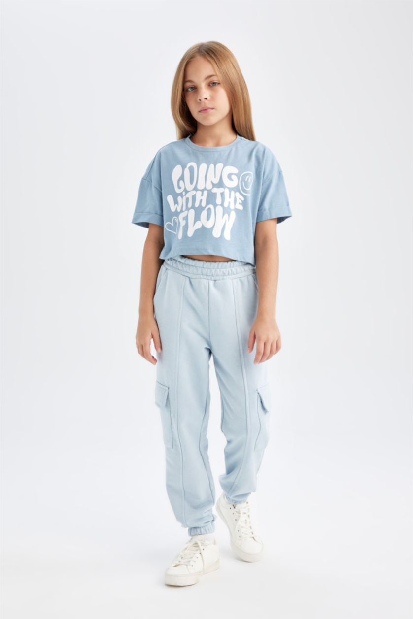 GIRLS & TEENS Light Blue Girl Cargo Pocket Jogger Sweatpants