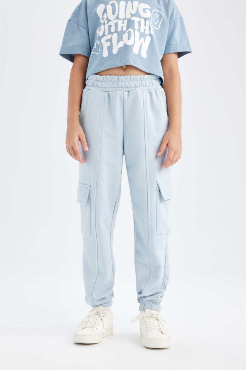 GIRLS & TEENS Light Blue Girl Cargo Pocket Jogger Sweatpants