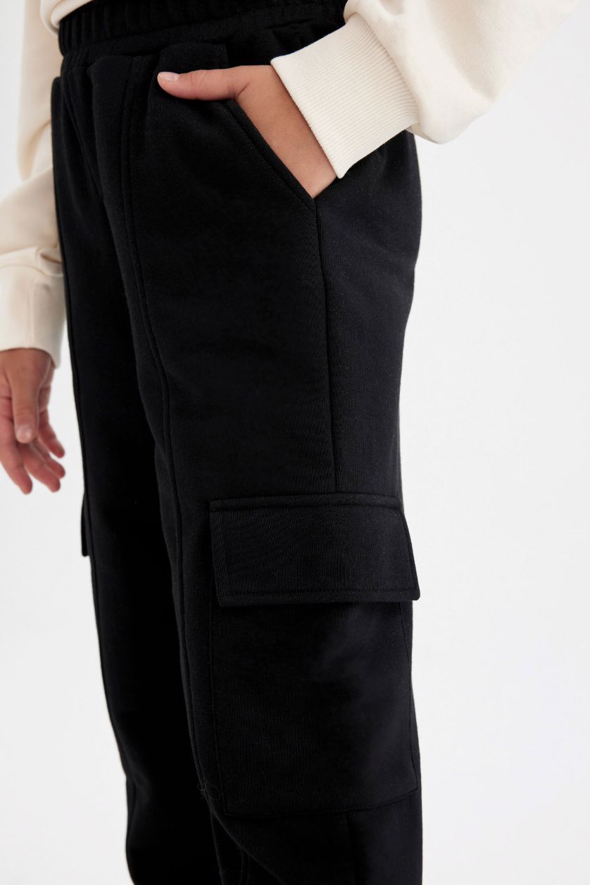 بناتي أسود بنطلون سويت بانتس اسود بناتي كارجو بجيب بأستك من تحت