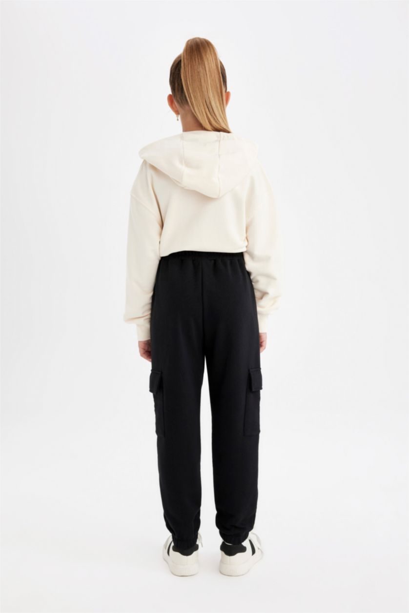 بناتي أسود بنطلون سويت بانتس اسود بناتي كارجو بجيب بأستك من تحت