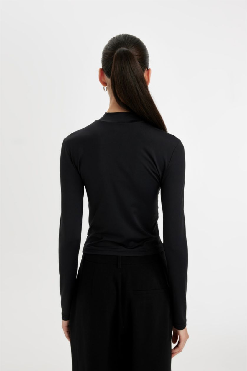 Женщины Черный Футболка приталенного кроя