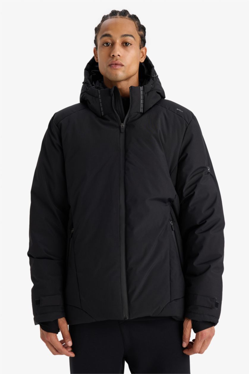 MAN Black Water Repellent Zipper Puffer Jacket