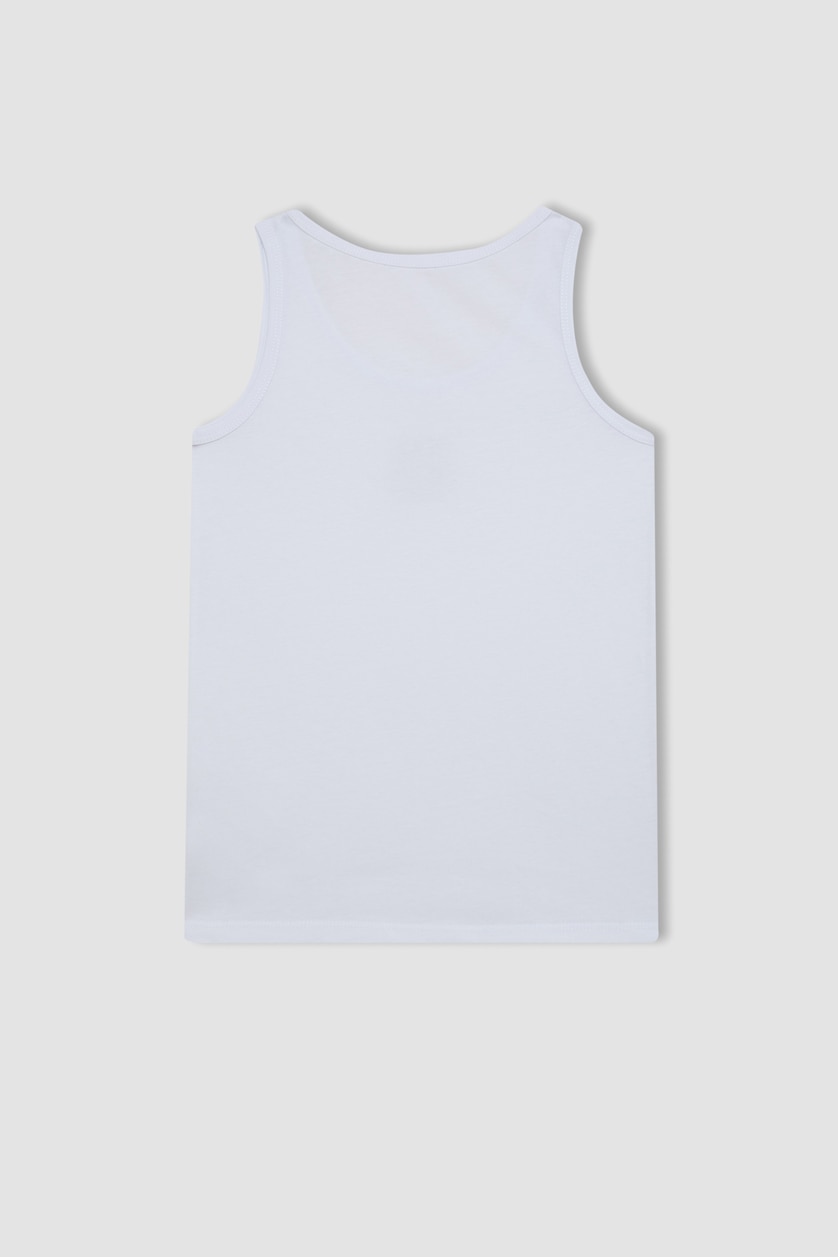 BOYS & TEENS White تانك توب قصة عادية