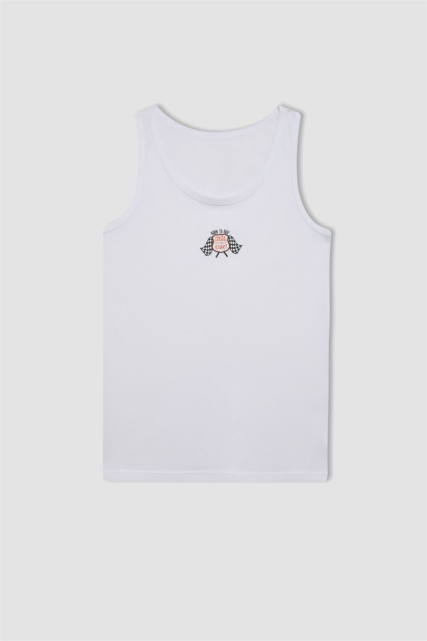 Boys & Teens White Boy 2 piece Regular Fit Tank Top