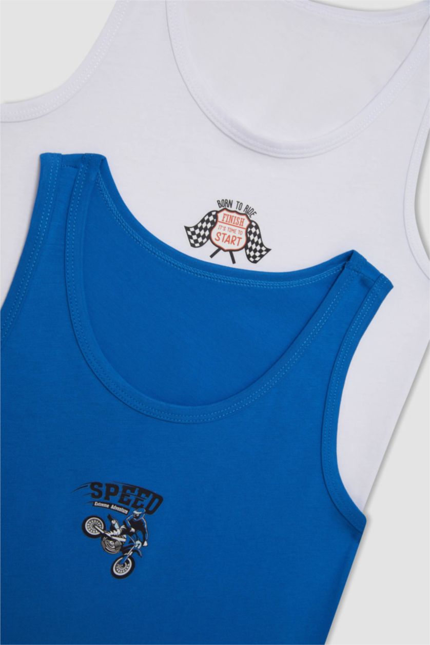 Boys & Teens White Boy 2 piece Regular Fit Tank Top