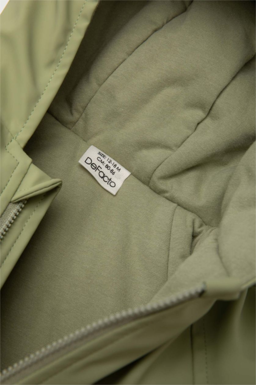 BABY BOY Light Khaki Baby Boy Waterproof Hooded Zip-Up Jumpsuit Jacket