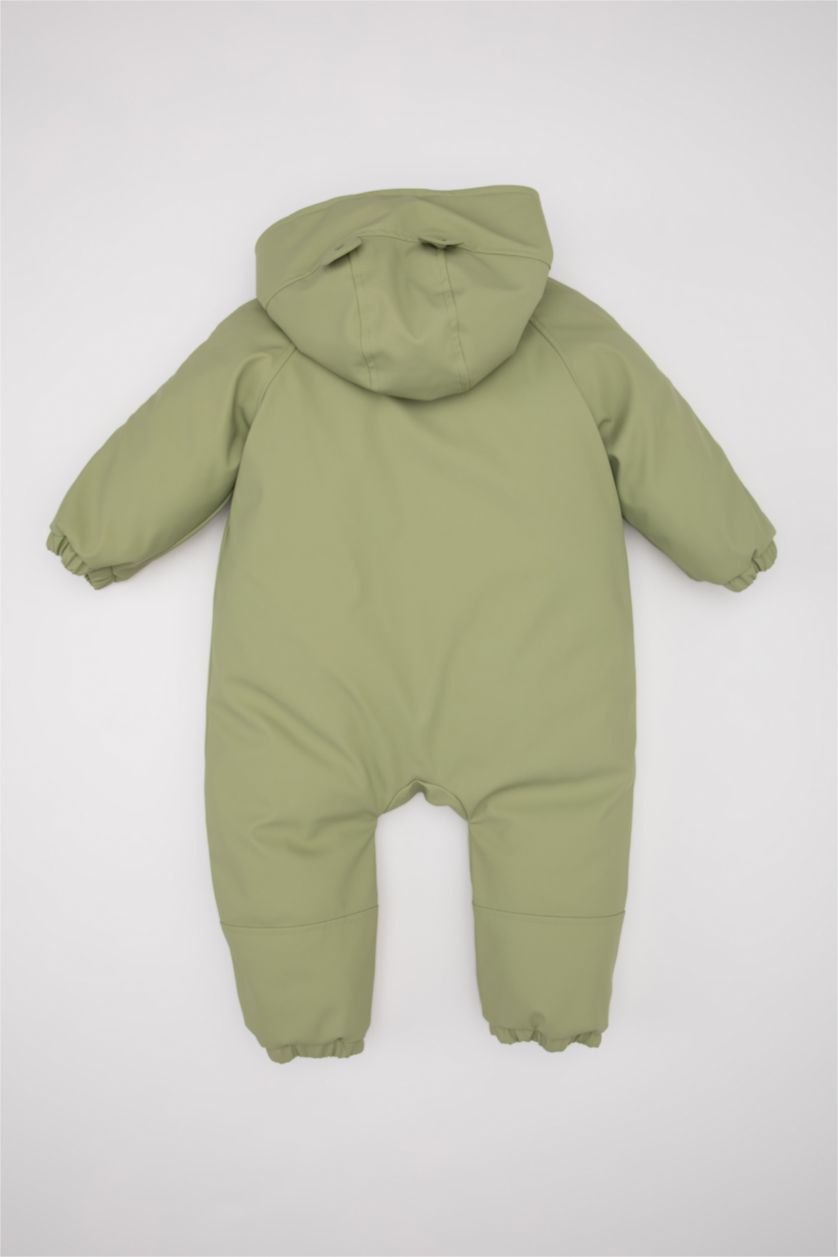 BABY BOY Light Khaki Baby Boy Waterproof Hooded Zip-Up Jumpsuit Jacket