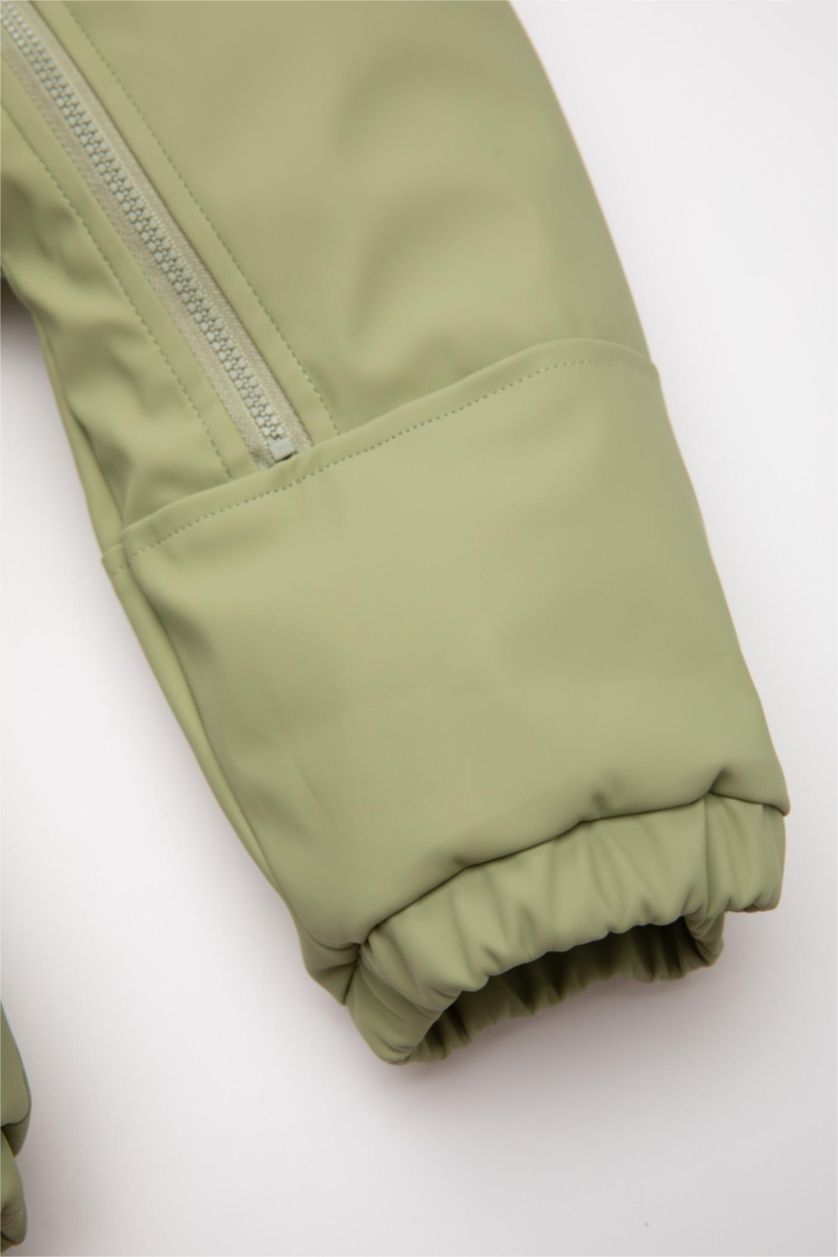 Baby Boy Light Khaki Baby Boy Waterproof Puffer Jacket