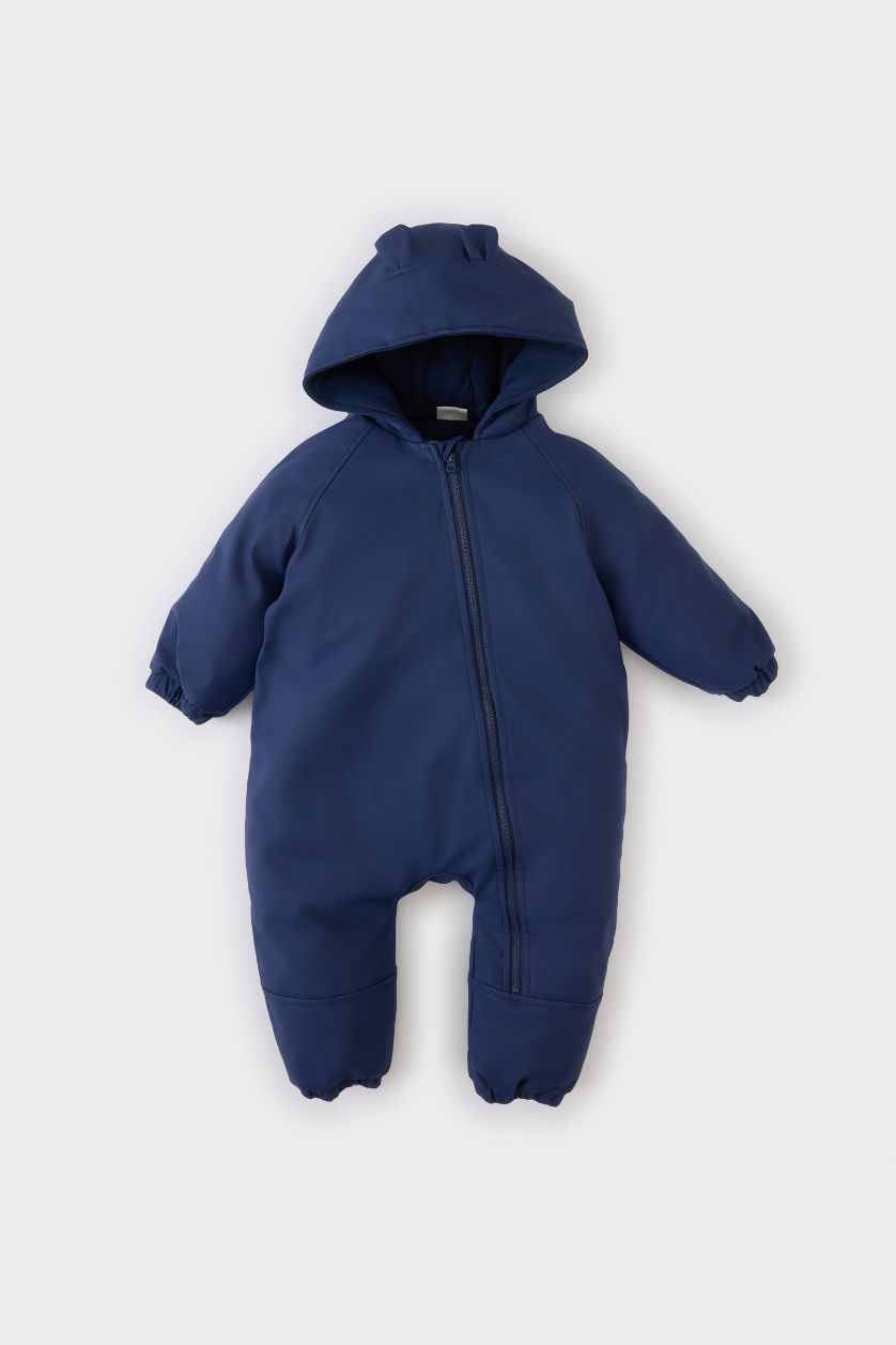 BABY BOY NAVY Baby Boy Waterproof Zippered Hooded Jumpsuit