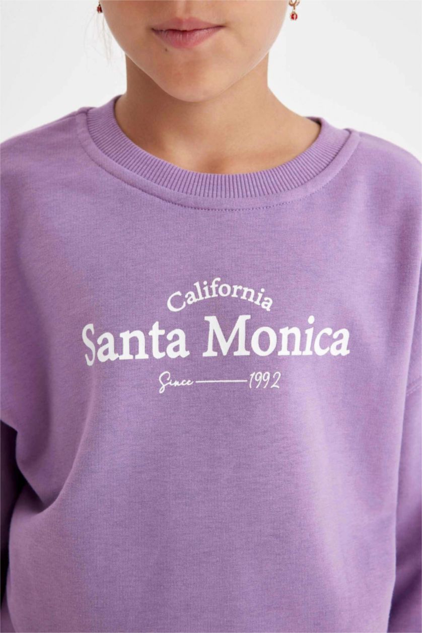 FILLES Violet Sweat-shirt imprimé à Coupe Régulière et Col rond