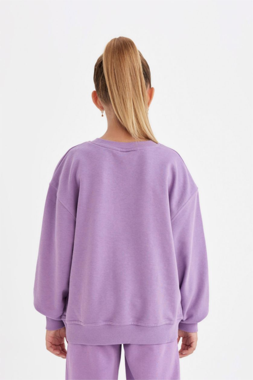 FILLES Violet Sweat-shirt imprimé à Coupe Régulière et Col rond