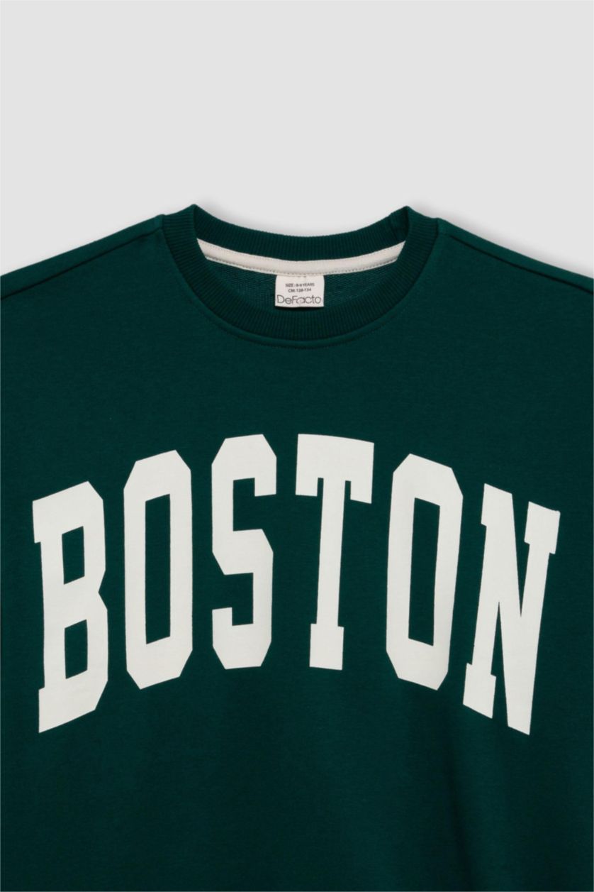 GIRLS & TEENS Dark Green Girl Oversize Fit Printed School Sweatshirt