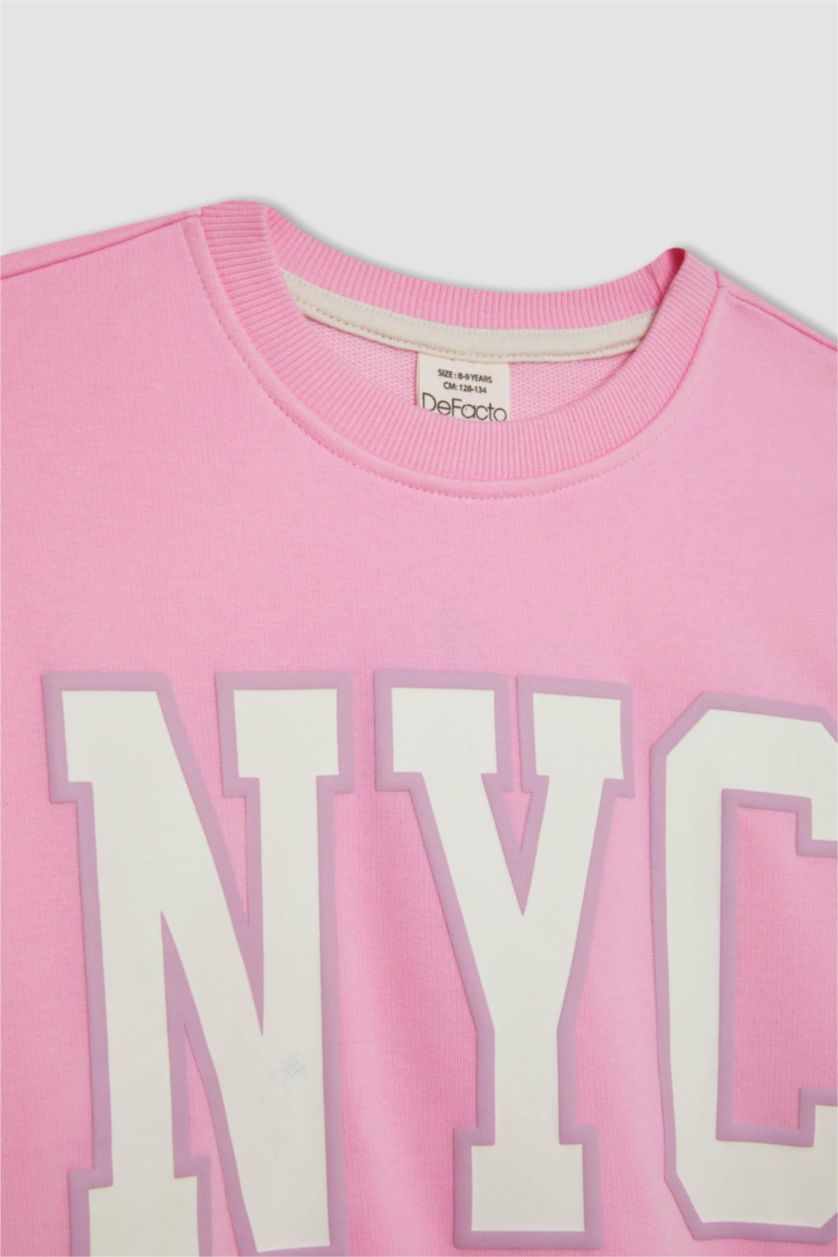 GIRLS & TEENS Light Pink Girl Oversize Fit Printed School Sweatshirt