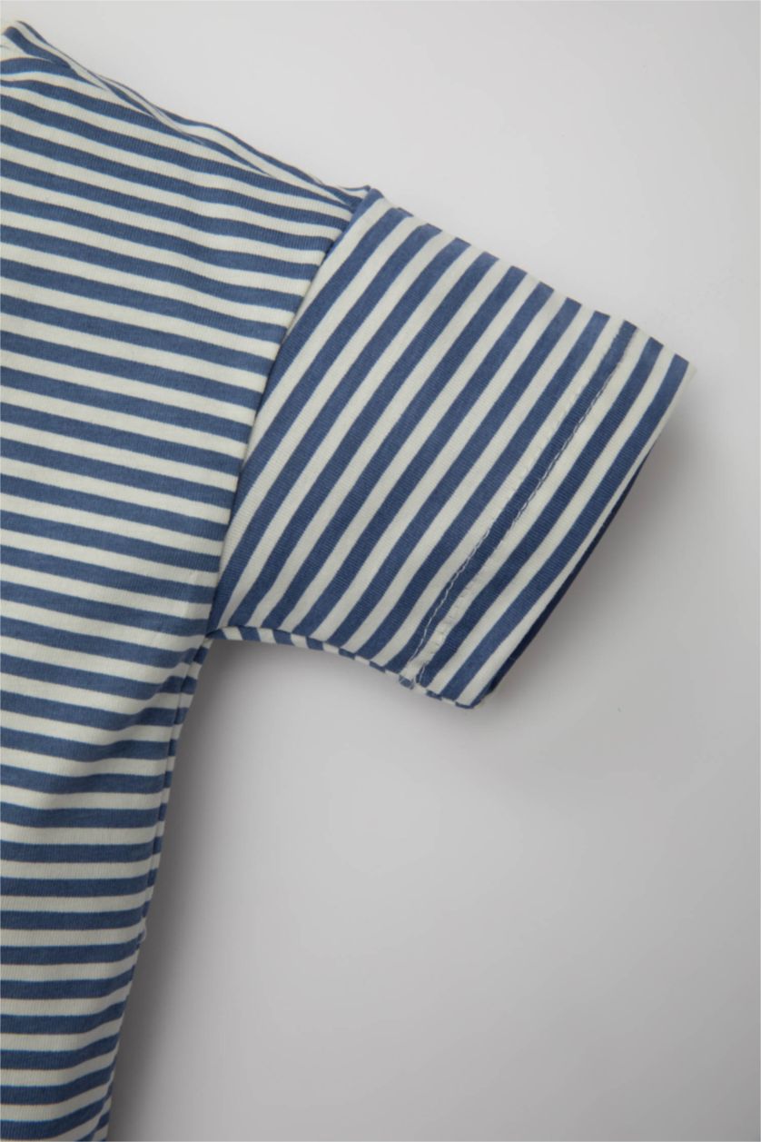 Erkek Bebek Beyaz Erkek Bebek Bisiklet Yaka Araç Baskılı Kısa Kollu Tişört