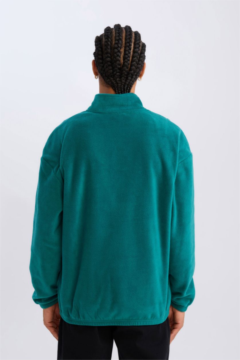 HOMME Vert Foncé Sweatshirt imprimé à col montant, coupe régulière et confortable