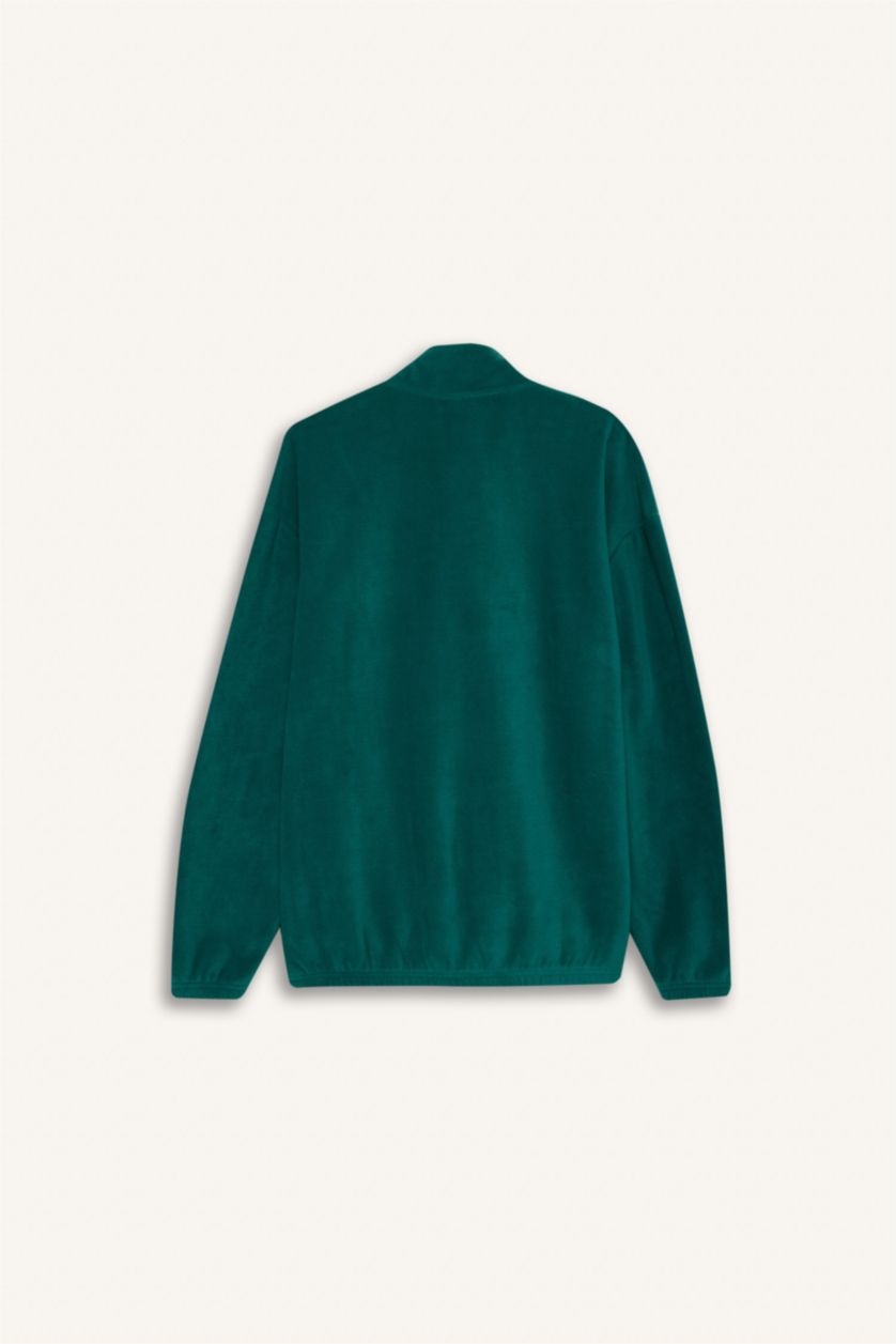 HOMME Vert Foncé Sweatshirt imprimé à col montant, coupe régulière et confortable
