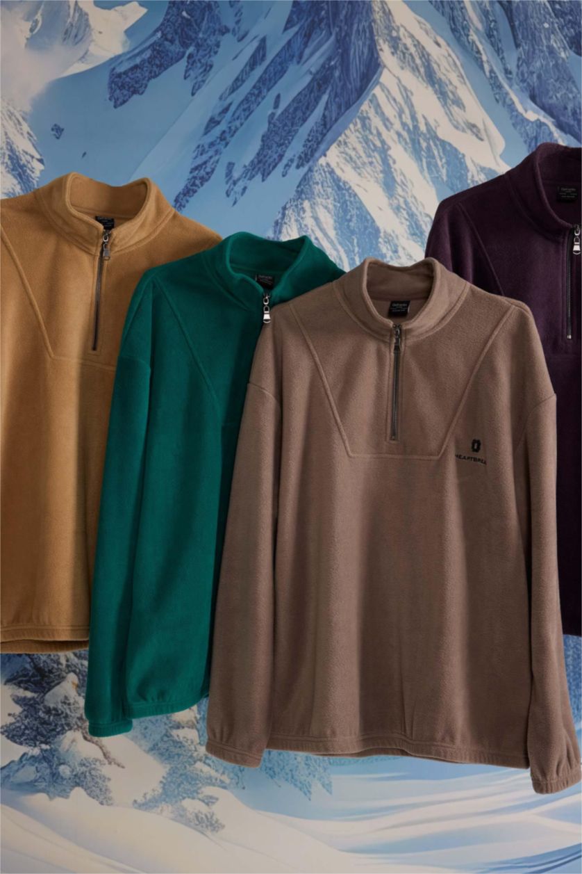 HOMME Vert Foncé Sweatshirt imprimé à col montant, coupe régulière et confortable