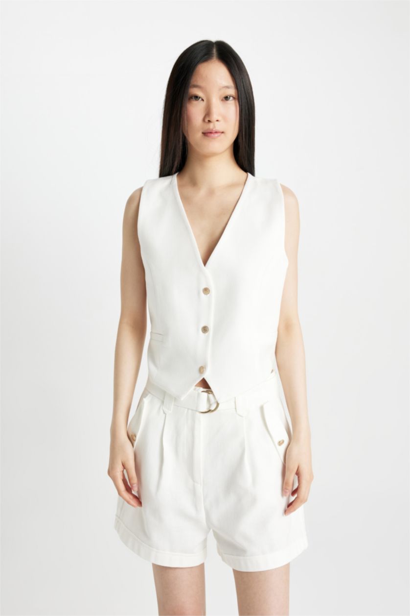 FEMME Écru Coton Coupe raccourcie