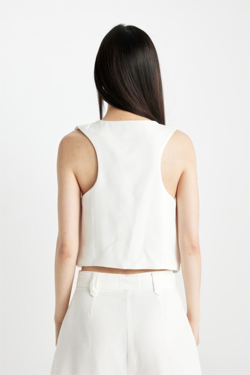 FEMME Écru Coton Coupe raccourcie
