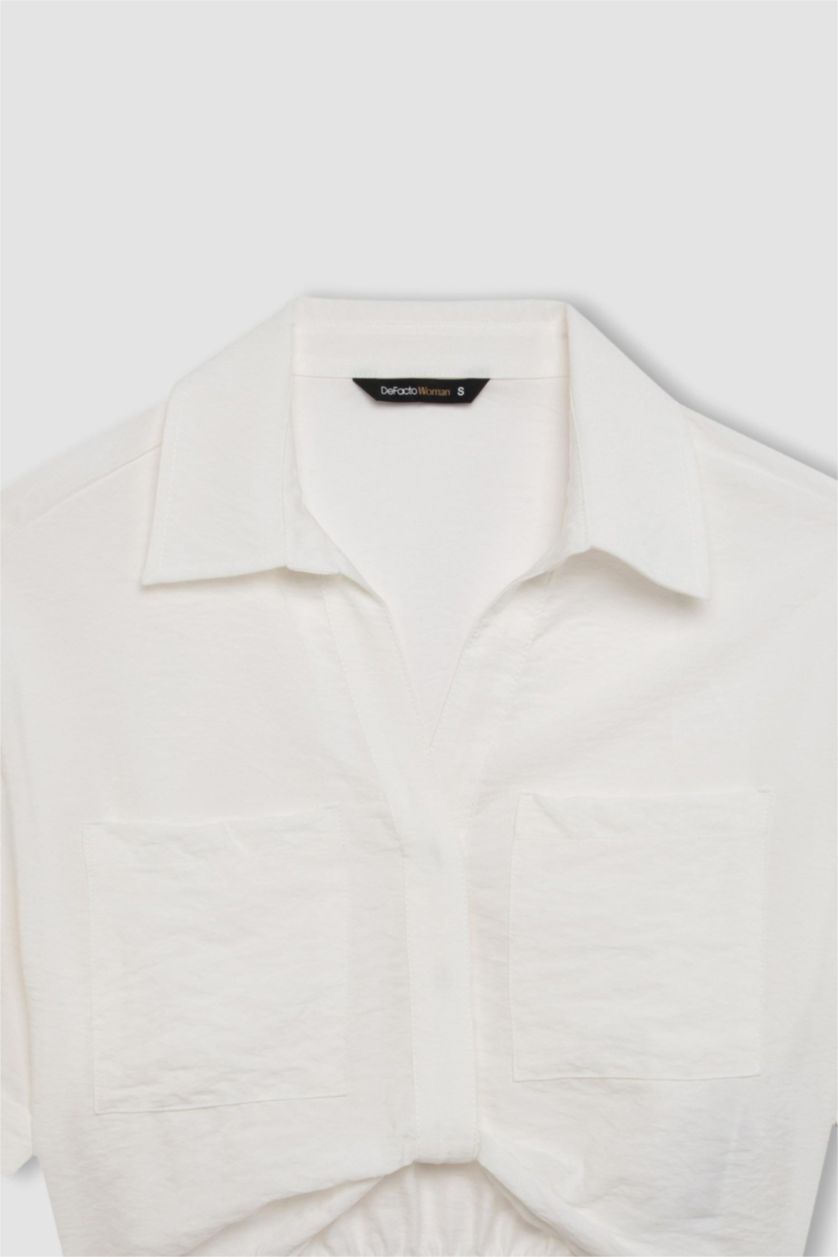 نساء بيج فاتح بلوزة كروب نص ردن بياخة قميص