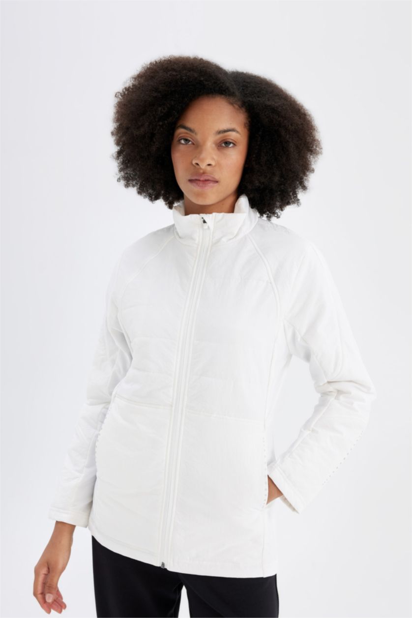 FEMME Blanc Veste imperméable à Capuche Coupe slim à fermeture zip de DeFacto Fit