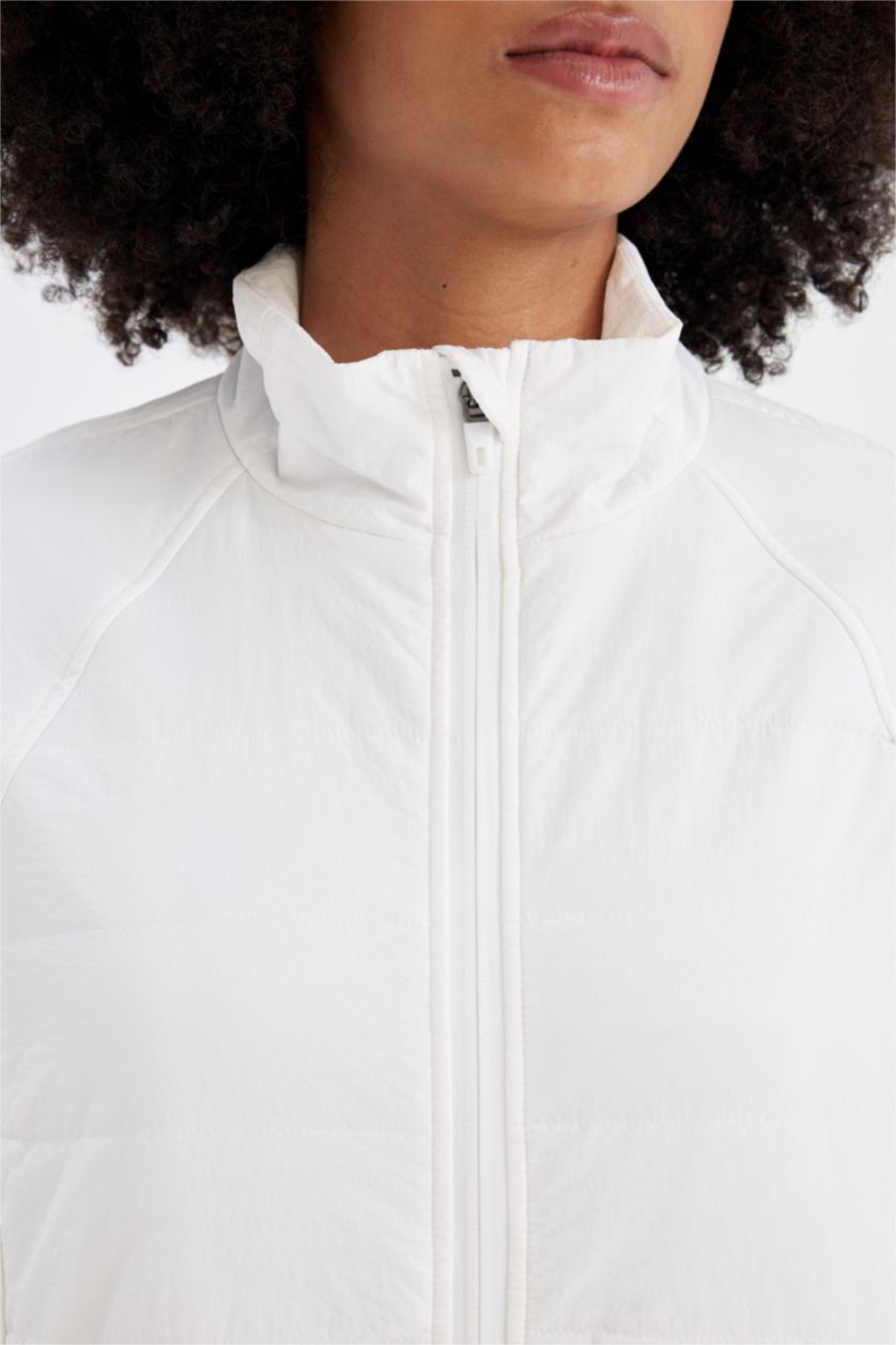 FEMME Blanc Veste imperméable à Capuche Coupe slim à fermeture zip de DeFacto Fit