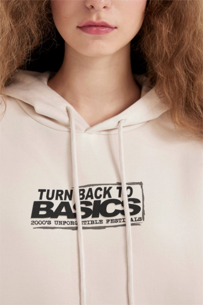 نساء بيج فاتح داكن Oversize Fit Thick Sweatshirt Fabric Sweatshirt