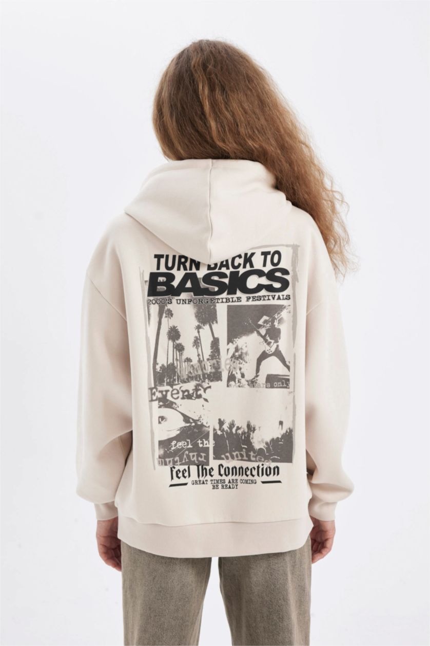 نساء بيج فاتح داكن Oversize Fit Thick Sweatshirt Fabric Sweatshirt