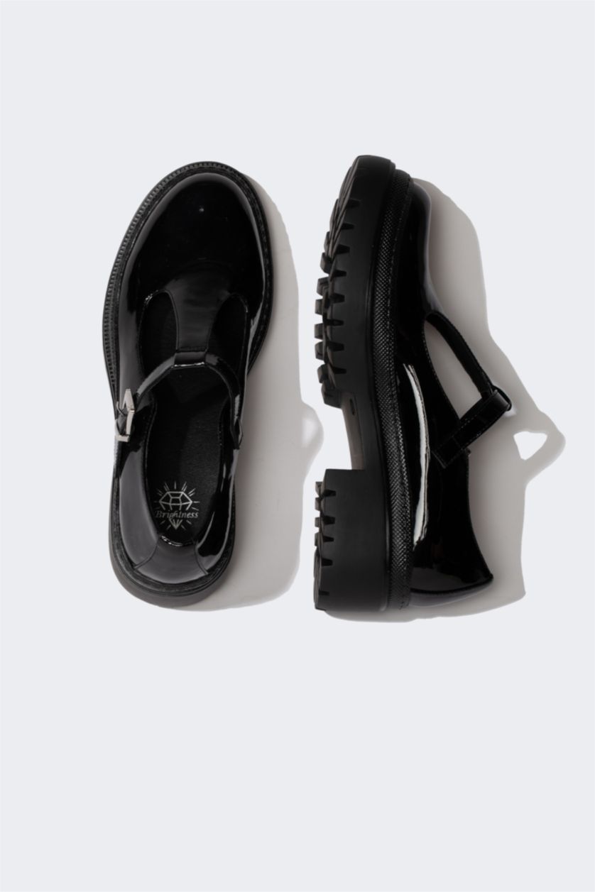 WOMAN Black Woman Faux Leather Flat Sole Classic Shoes