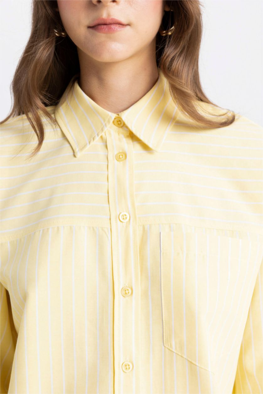 WOMAN Yellow Relax Fit Poplin Printed Long Sleeve Tunic