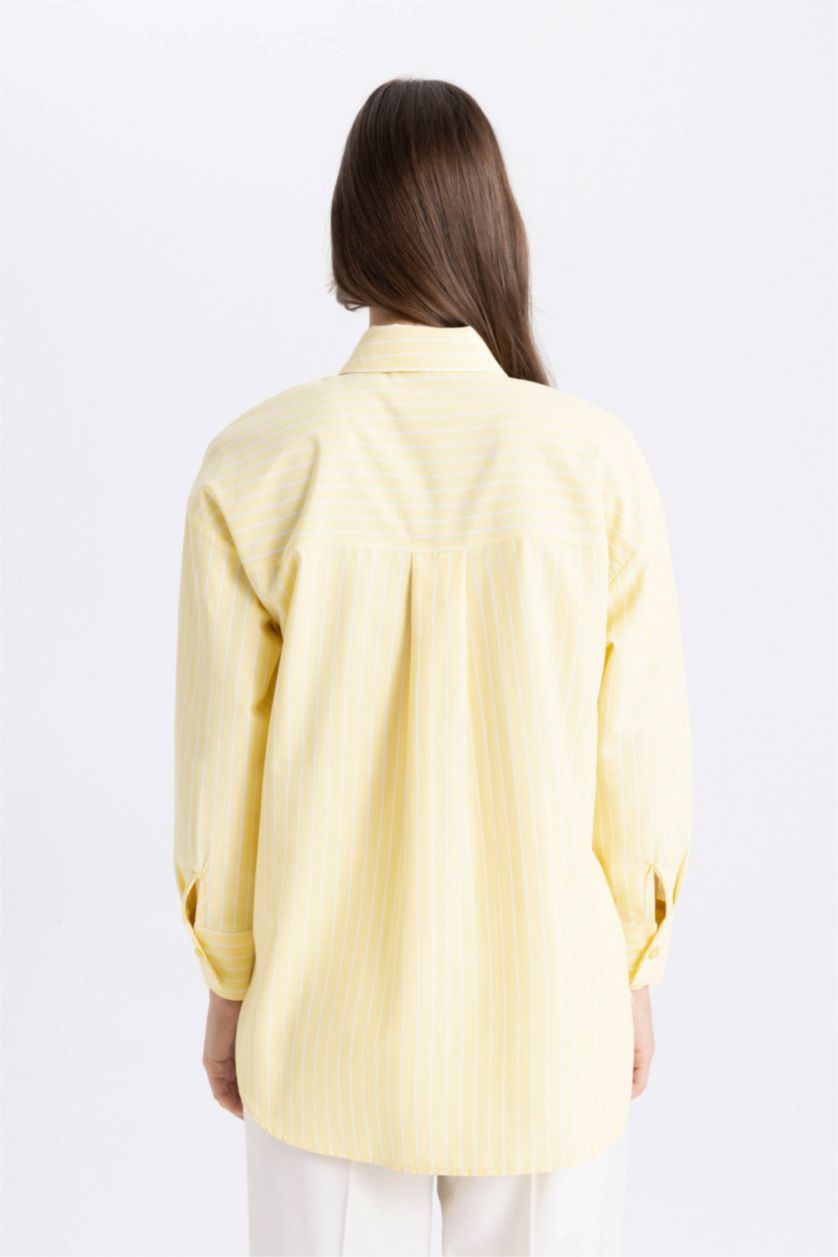 WOMAN Yellow Relax Fit Poplin Printed Long Sleeve Tunic