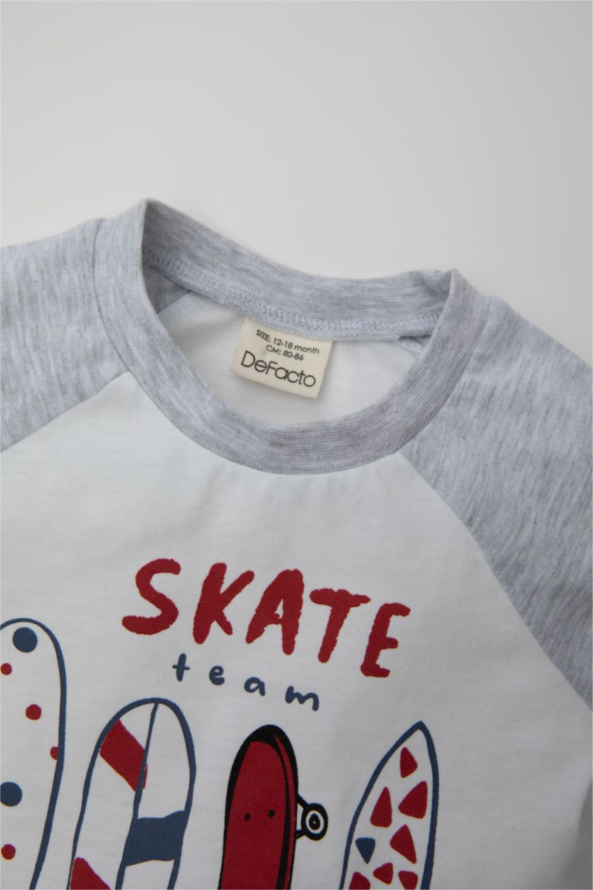 BÉBÉ GARÇON Blanc Lot de 2 t-shirts à manches courtes à motif Skateboard à col rond pour Garçon