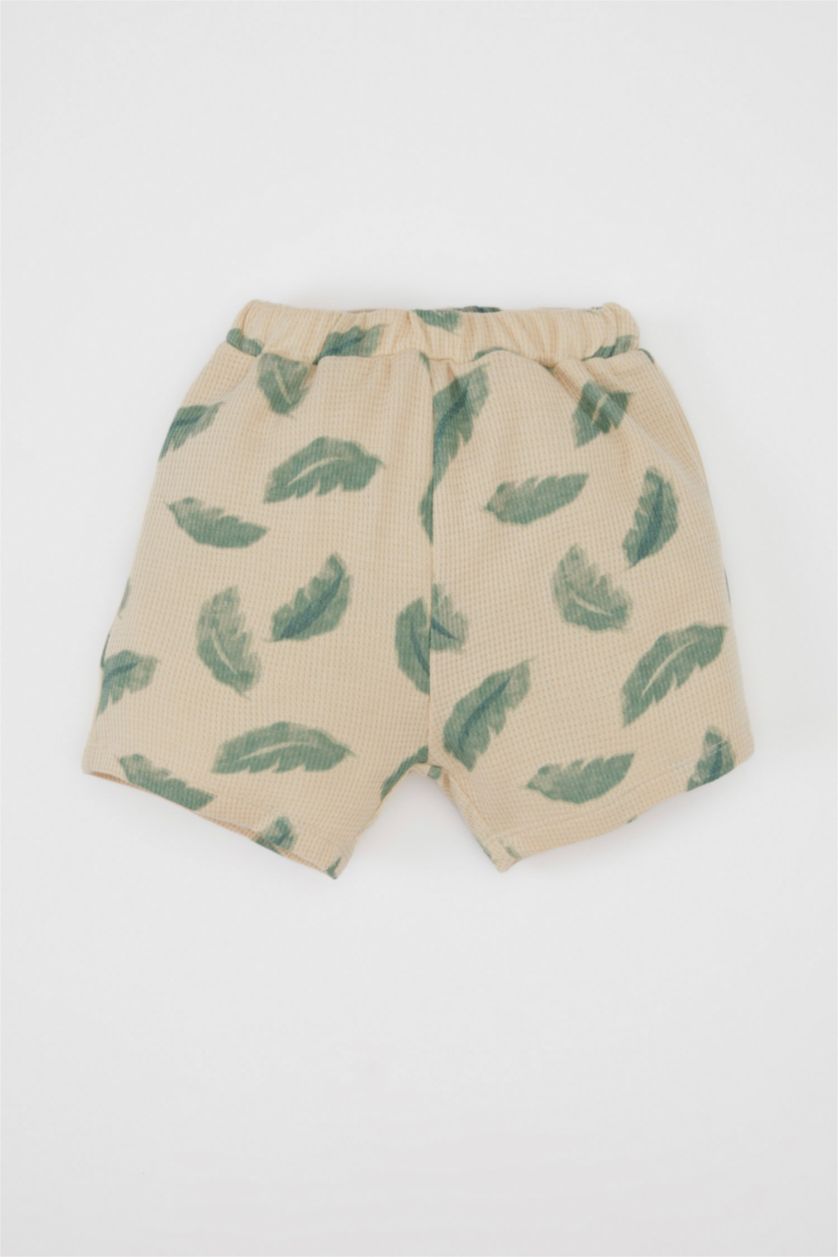 Baby Boy Beige Baby Boy Printed Polo Neck T-Shirt Shorts 2 Piece Set