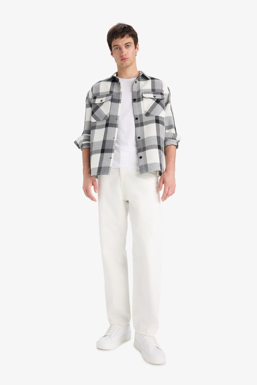 MAN Grey Relax Fit Long Sleeve Waffle Shirt