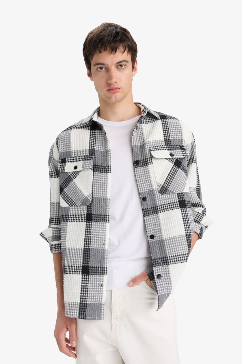 MAN Grey Relax Fit Long Sleeve Waffle Shirt