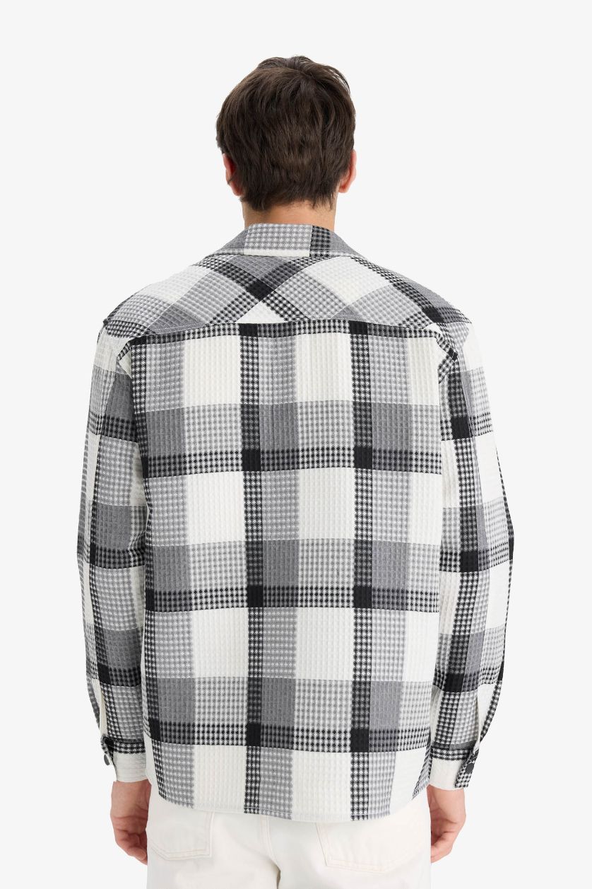 MAN Grey Relax Fit Long Sleeve Waffle Shirt