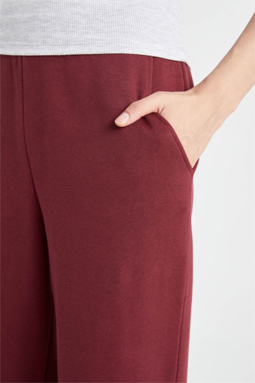 Женщины Бордовый Штаны прямого кроя из плотной ткани