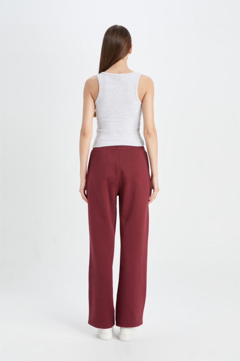 Женщины Бордовый Штаны прямого кроя из плотной ткани