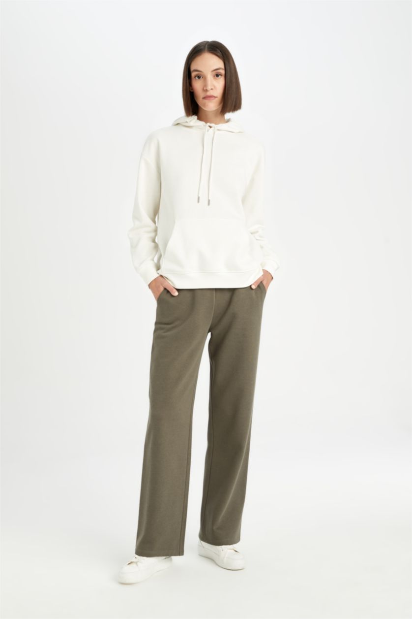 Женщины Темный хаки Штаны прямого кроя из плотной ткани